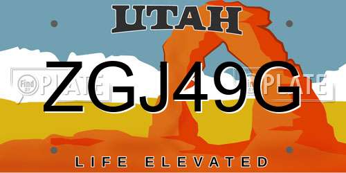 ZGJ49G Utah License Plate