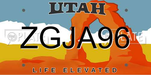 ZGJA96 Utah License Plate
