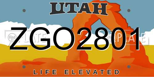 ZGO2801 Utah License Plate