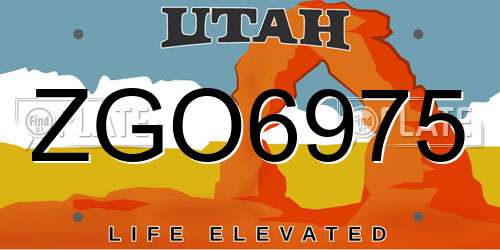 ZGO6975 Utah License Plate