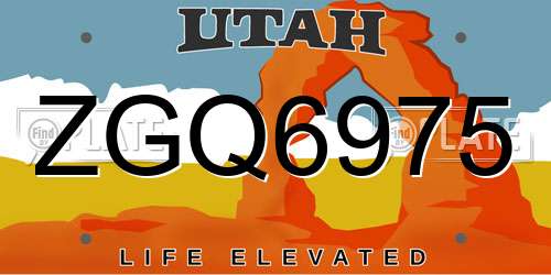 ZGQ6975 Utah License Plate