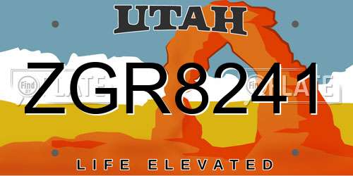 ZGR8241 Utah License Plate