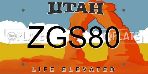 ZGS80 Utah License Plate