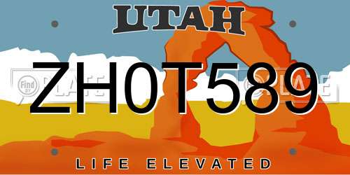 ZH0T589 Utah License Plate