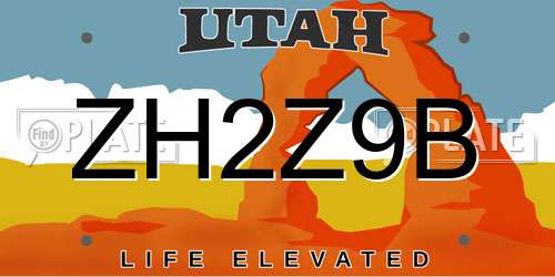 ZH2Z9B Utah License Plate