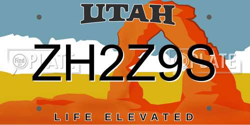 ZH2Z9S Utah License Plate
