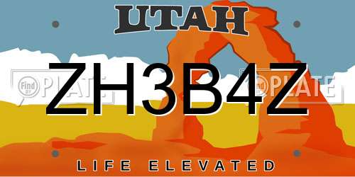 ZH3B4Z Utah License Plate