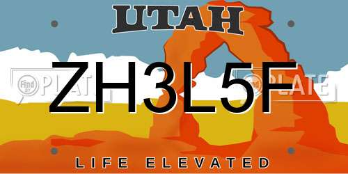 ZH3L5F Utah License Plate