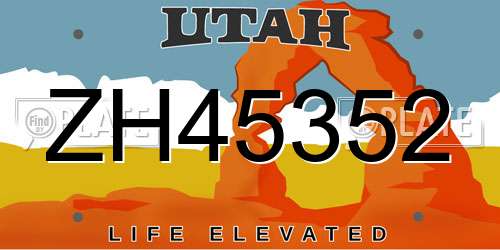 ZH45352 Utah License Plate
