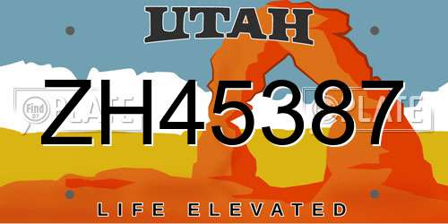 ZH45387 Utah License Plate
