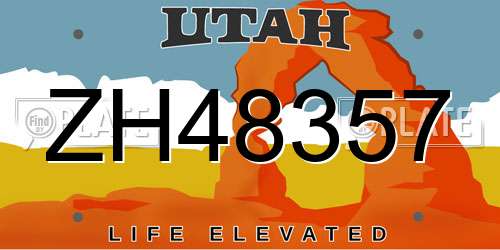ZH48357 Utah License Plate