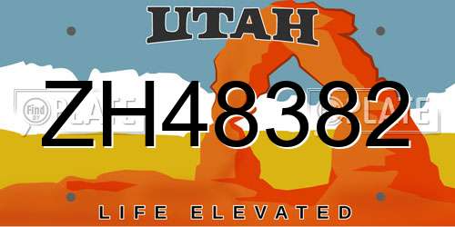 ZH48382 Utah License Plate
