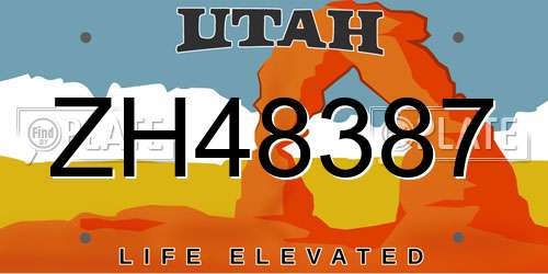 ZH48387 Utah License Plate