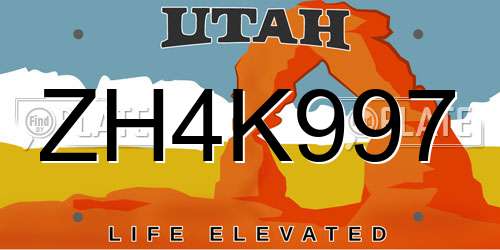 ZH4K997 Utah License Plate