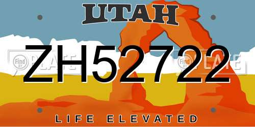 ZH52722 Utah License Plate