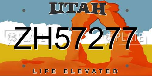 ZH57277 Utah License Plate