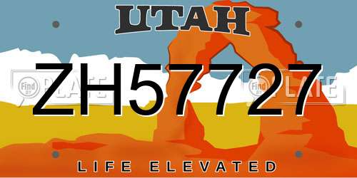 ZH57727 Utah License Plate