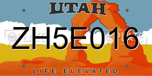 ZH5E016 Utah License Plate