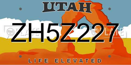 ZH5Z227 Utah License Plate