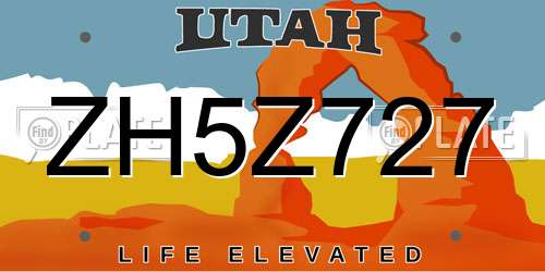 ZH5Z727 Utah License Plate