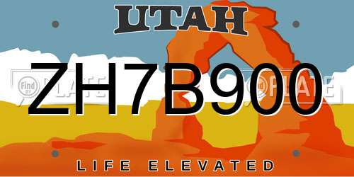 ZH7B900 Utah License Plate