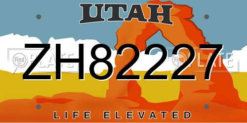 ZH82227 Utah License Plate
