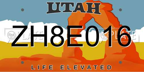ZH8E016 Utah License Plate