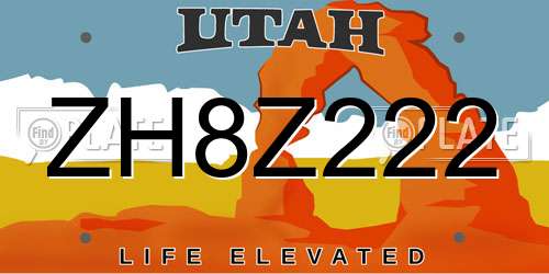 ZH8Z222 Utah License Plate