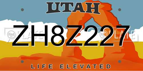 ZH8Z227 Utah License Plate