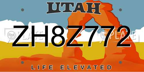 ZH8Z772 Utah License Plate