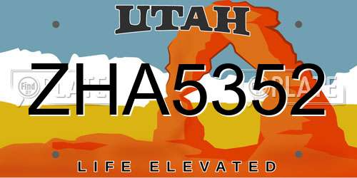 ZHA5352 Utah License Plate
