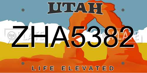 ZHA5382 Utah License Plate