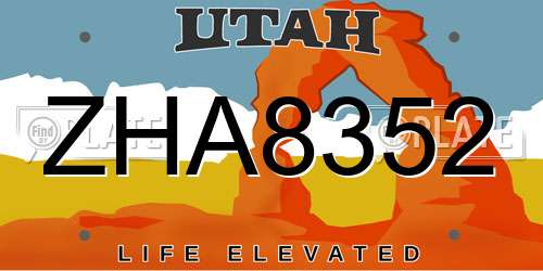 ZHA8352 Utah License Plate