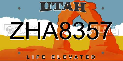 ZHA8357 Utah License Plate