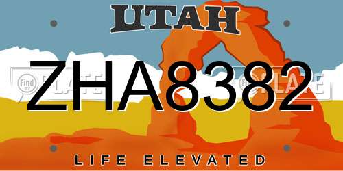 ZHA8382 Utah License Plate