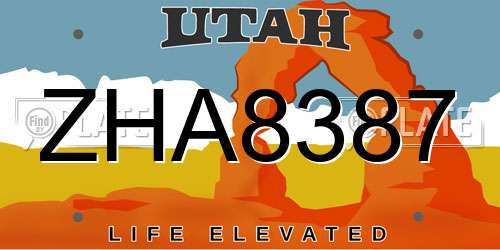 ZHA8387 Utah License Plate