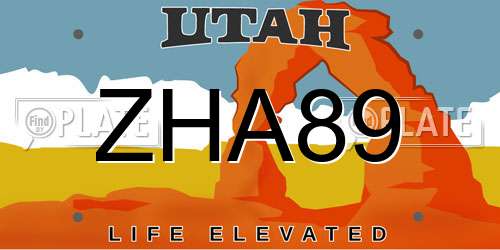 ZHA89 Utah License Plate