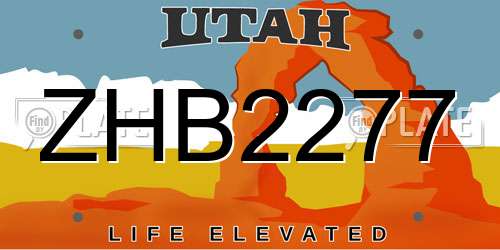 ZHB2277 Utah License Plate