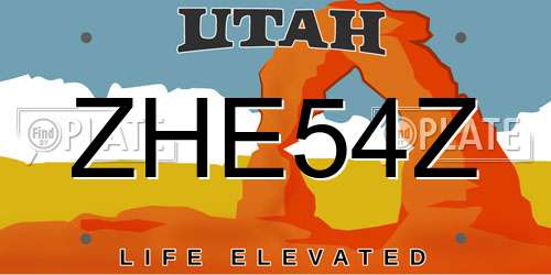 ZHE54Z Utah License Plate