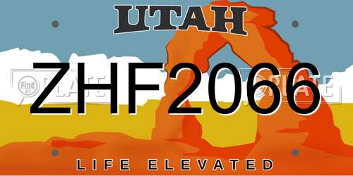 ZHF2066 Utah License Plate