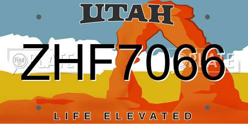ZHF7066 Utah License Plate