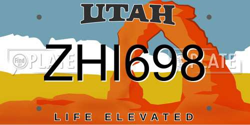 ZHI698 Utah License Plate