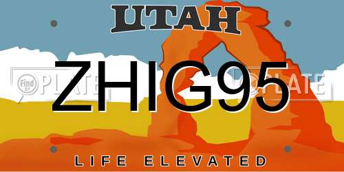 ZHIG95 Utah License Plate
