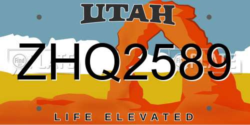 ZHQ2589 Utah License Plate