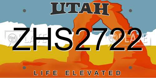 ZHS2722 Utah License Plate