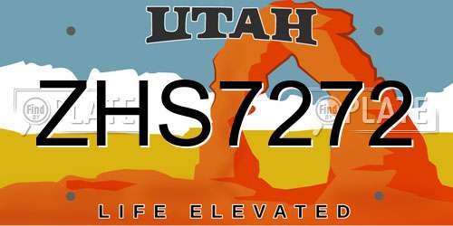 ZHS7272 Utah License Plate