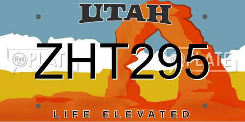 ZHT295 Utah License Plate