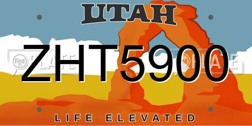 ZHT5900 Utah License Plate