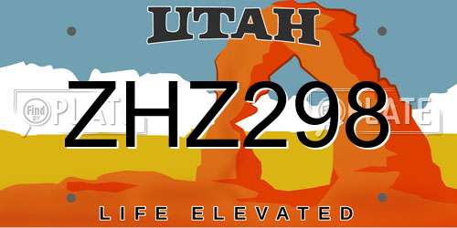 ZHZ298 Utah License Plate