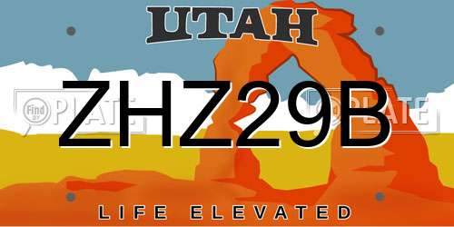 ZHZ29B Utah License Plate